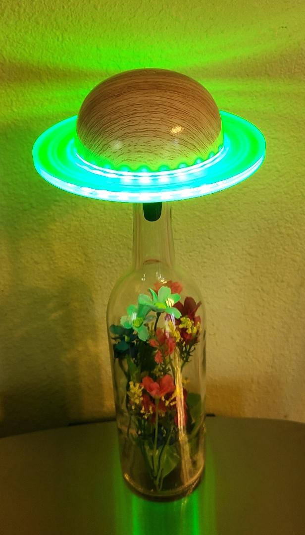 Wine Bottle Tan Planet Table Lamp-with Remote - Image 4