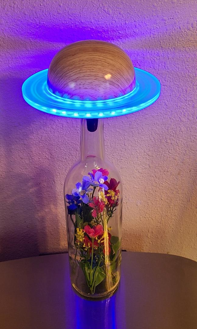 Wine Bottle Tan Planet Table Lamp-with Remote - Image 5