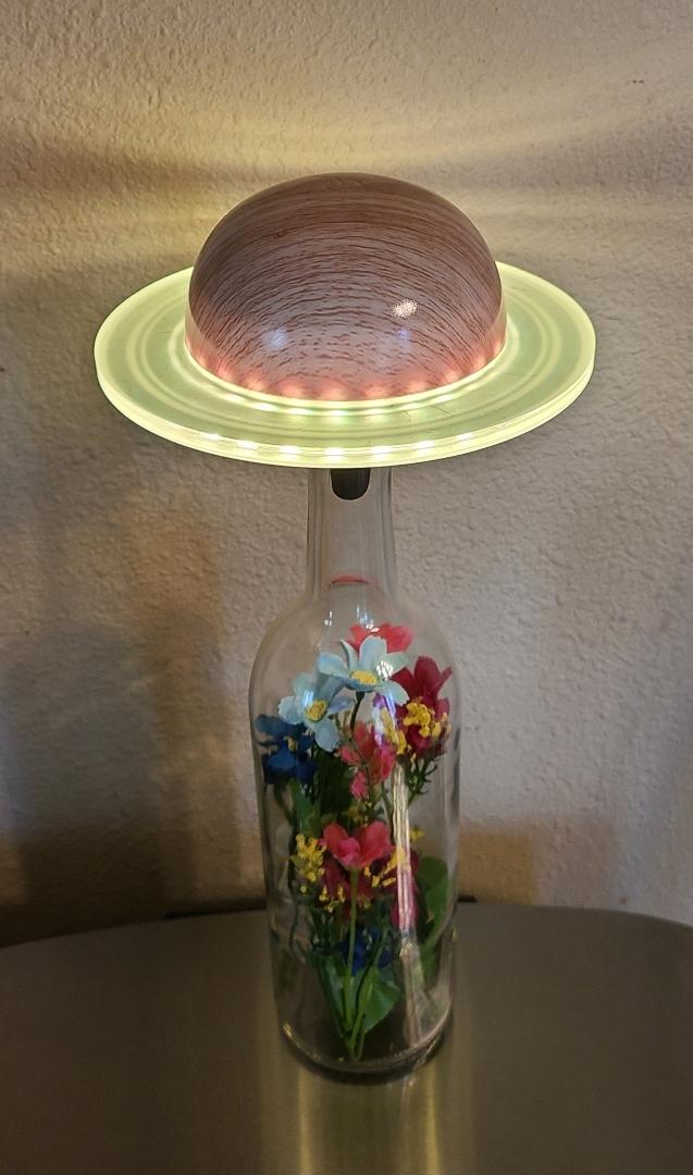 Wine Bottle Tan Planet Table Lamp-with Remote - Image 6