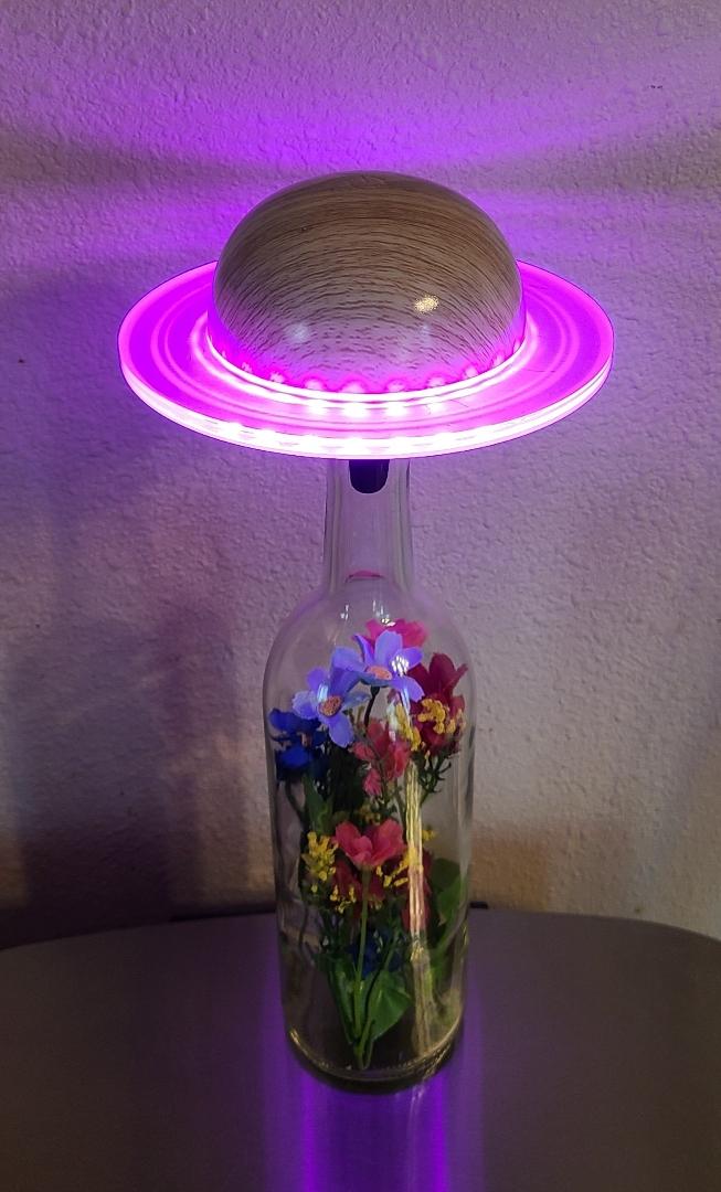Wine Bottle Tan Planet Table Lamp-with Remote - Image 7