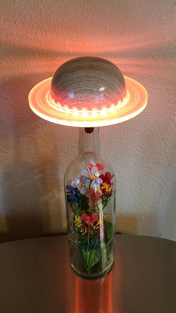 Wine Bottle Tan Planet Table Lamp-with Remote - Image 8