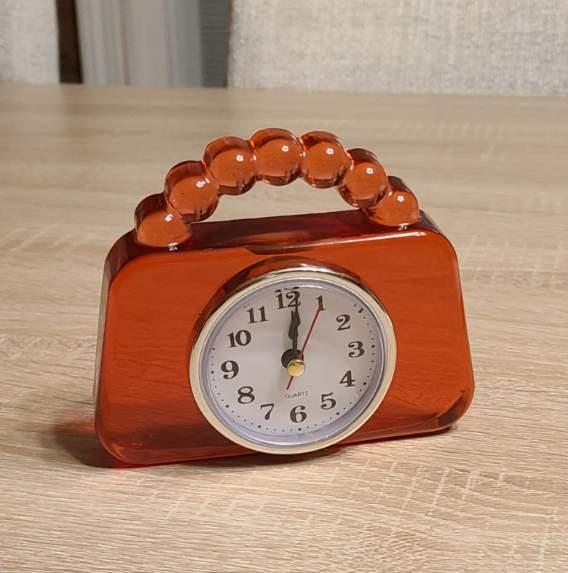Transparent Red Girls Purse Clock